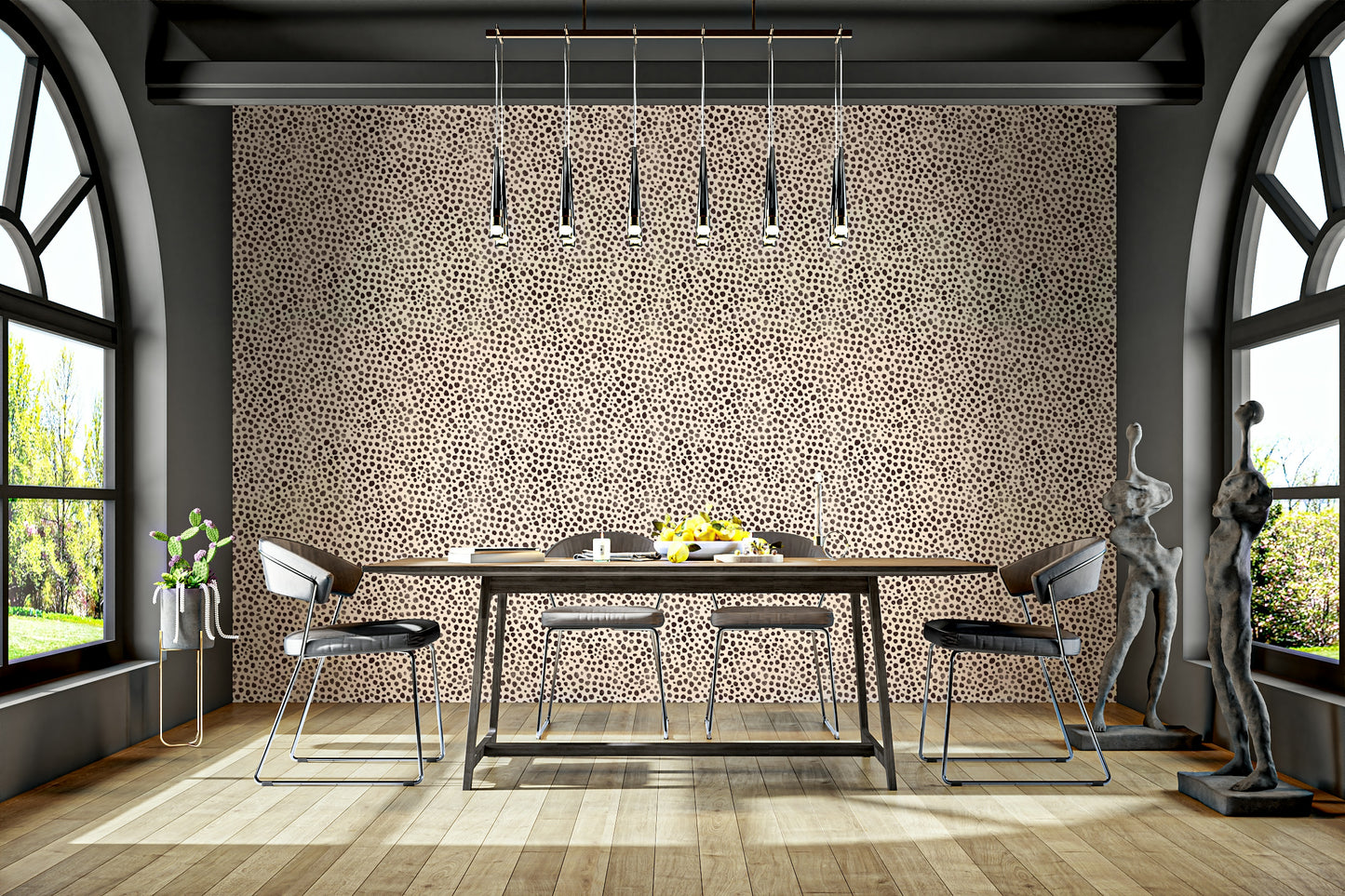 Brown Animal Dot Jewel Jungle Wallpaper⁠