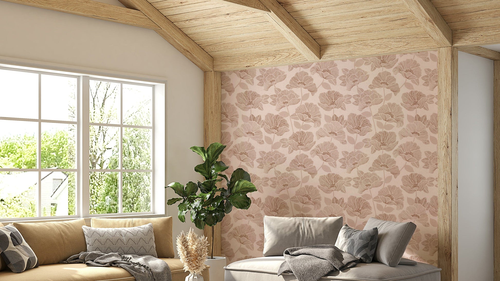The wallpaper has a classic, traditional feel.

