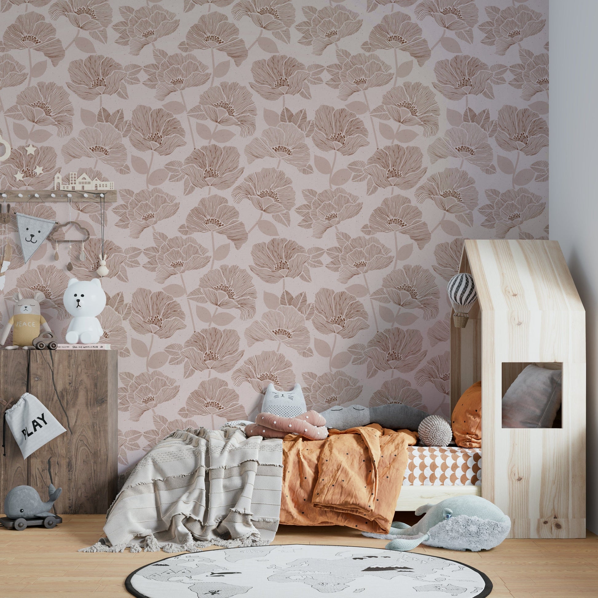 A seamless pattern for a dining or living room.

