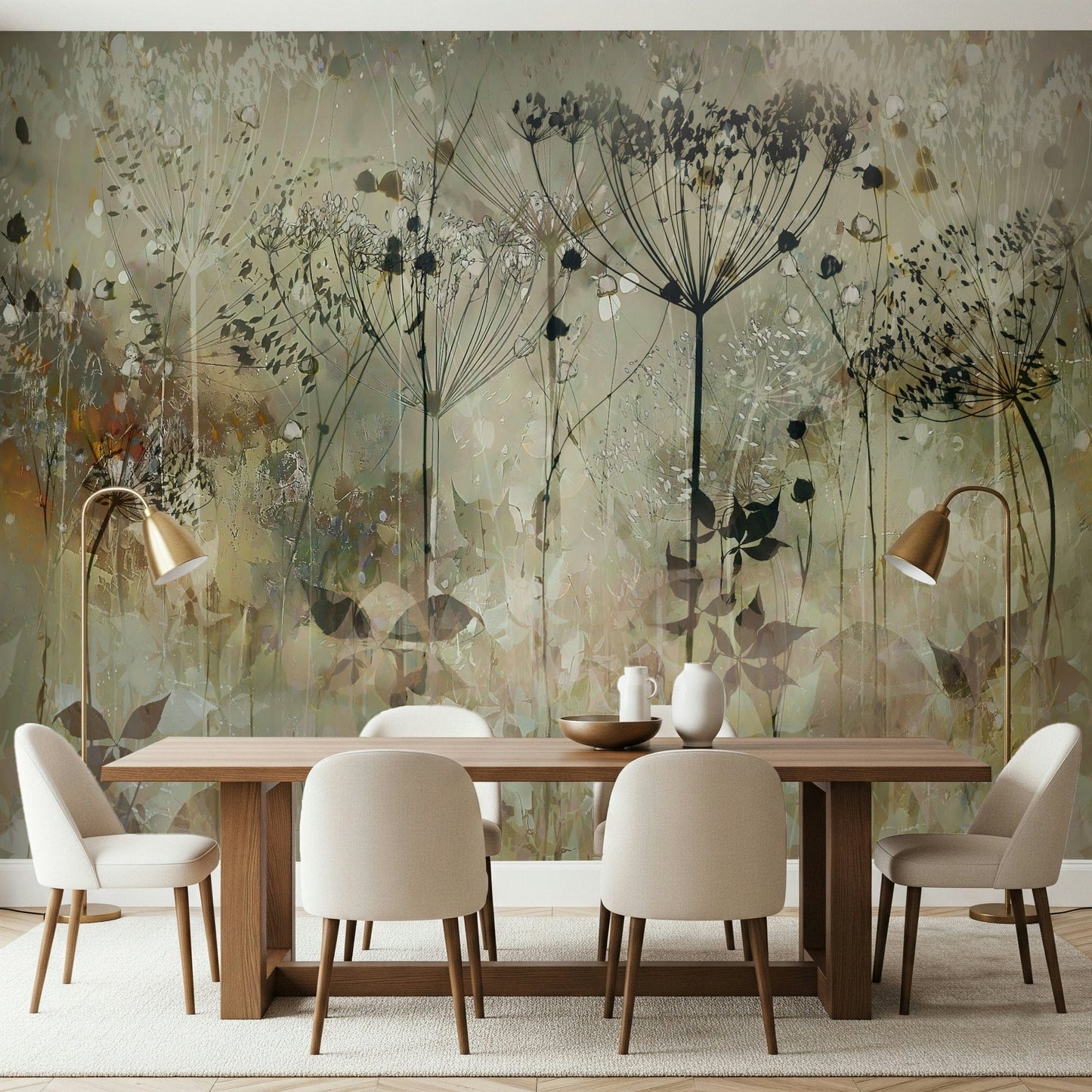 An artistic nature inspired mural for home decor.

