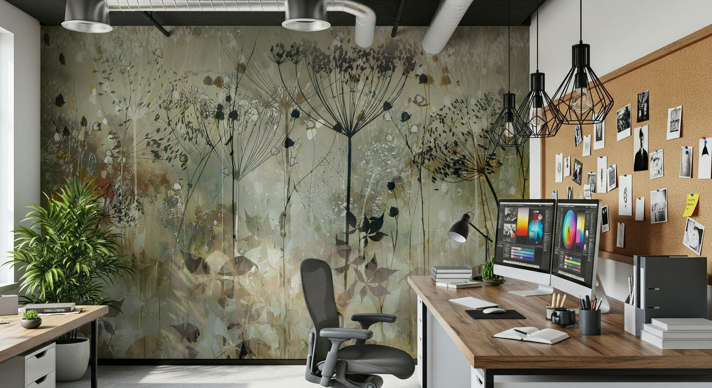 A beautiful subtle floral wallpaper mural for a modern home.

