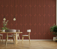 Espresso colored linear geometric pattern wallpaper.
