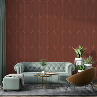 Modern chocolate U-shaped geometric print wallpaper.
