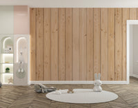 Brown Natural Wooden Vertical Striped Wallpaper - Giffywalls