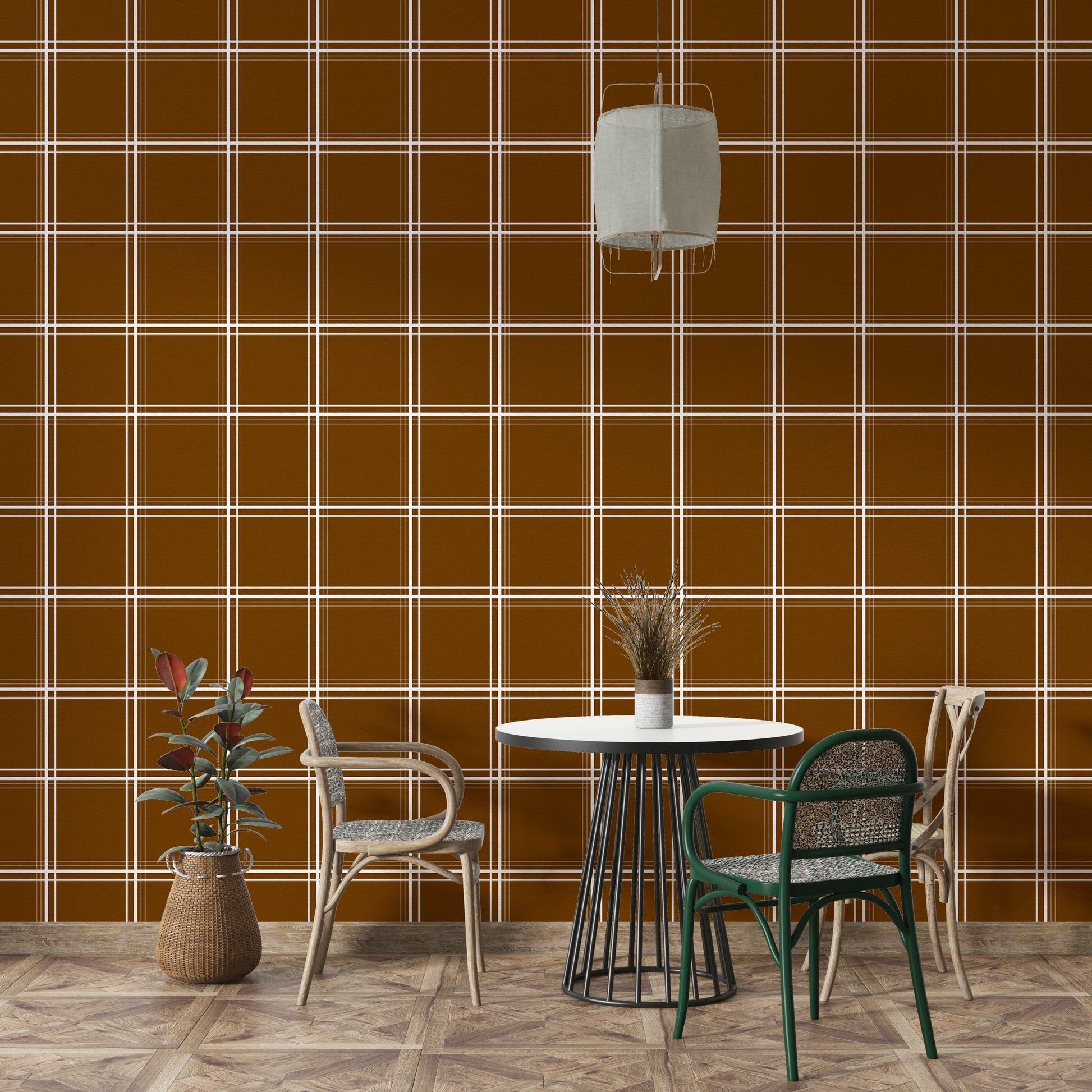 Terra Plaid rustic wallpaper for walls

