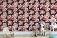Subtle Brown Floral Accent Wall