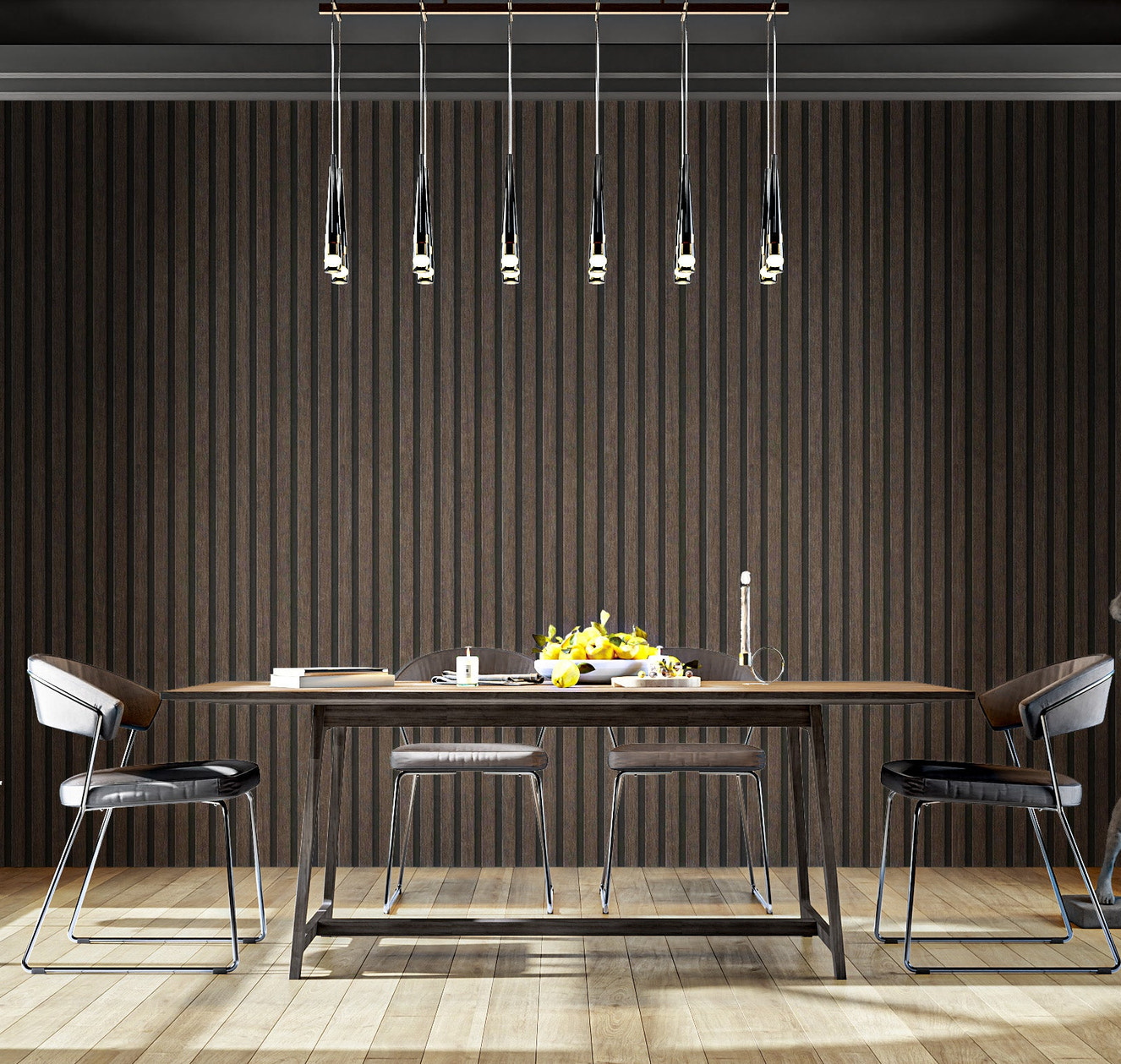 Wood grain wallpaper with a sleek, stylish finish
