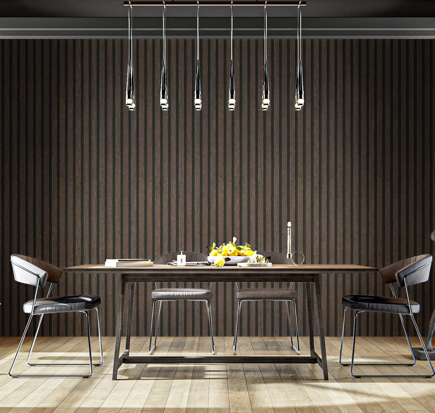 Wood grain wallpaper with a sleek, stylish finish
