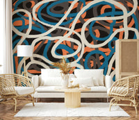 A graceful subtle pattern wall mural in cool, abstract tones.