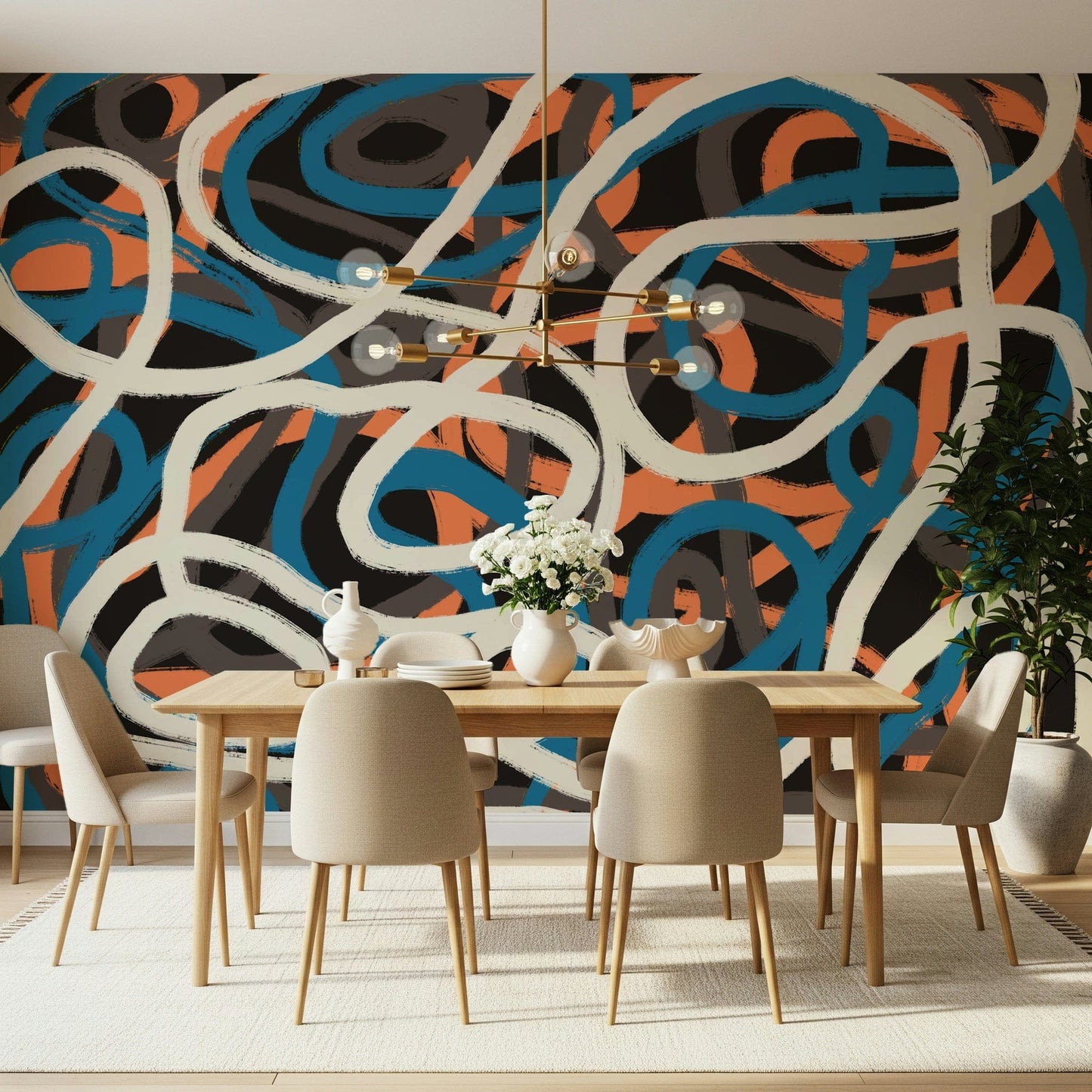 A serene fluid pattern wall mural for artistic decor.