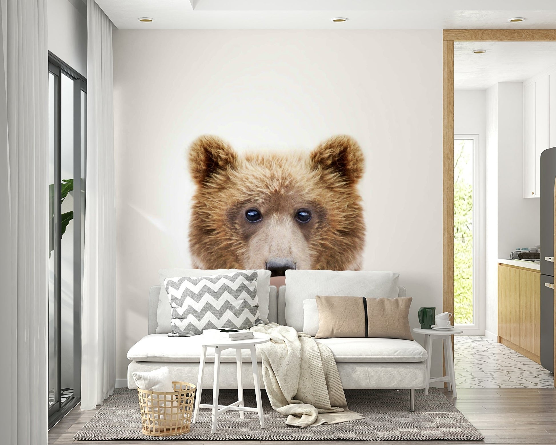 Bubble Gum Bear Wall Mural with cute bear and pastel bubbles.

