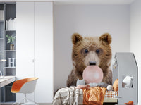 Cute bear and bubble design in Bubble Gum Bear wall mural.

