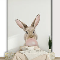Adorable bunny design with colorful bubbles in Bubble Gum Bunny mural.

