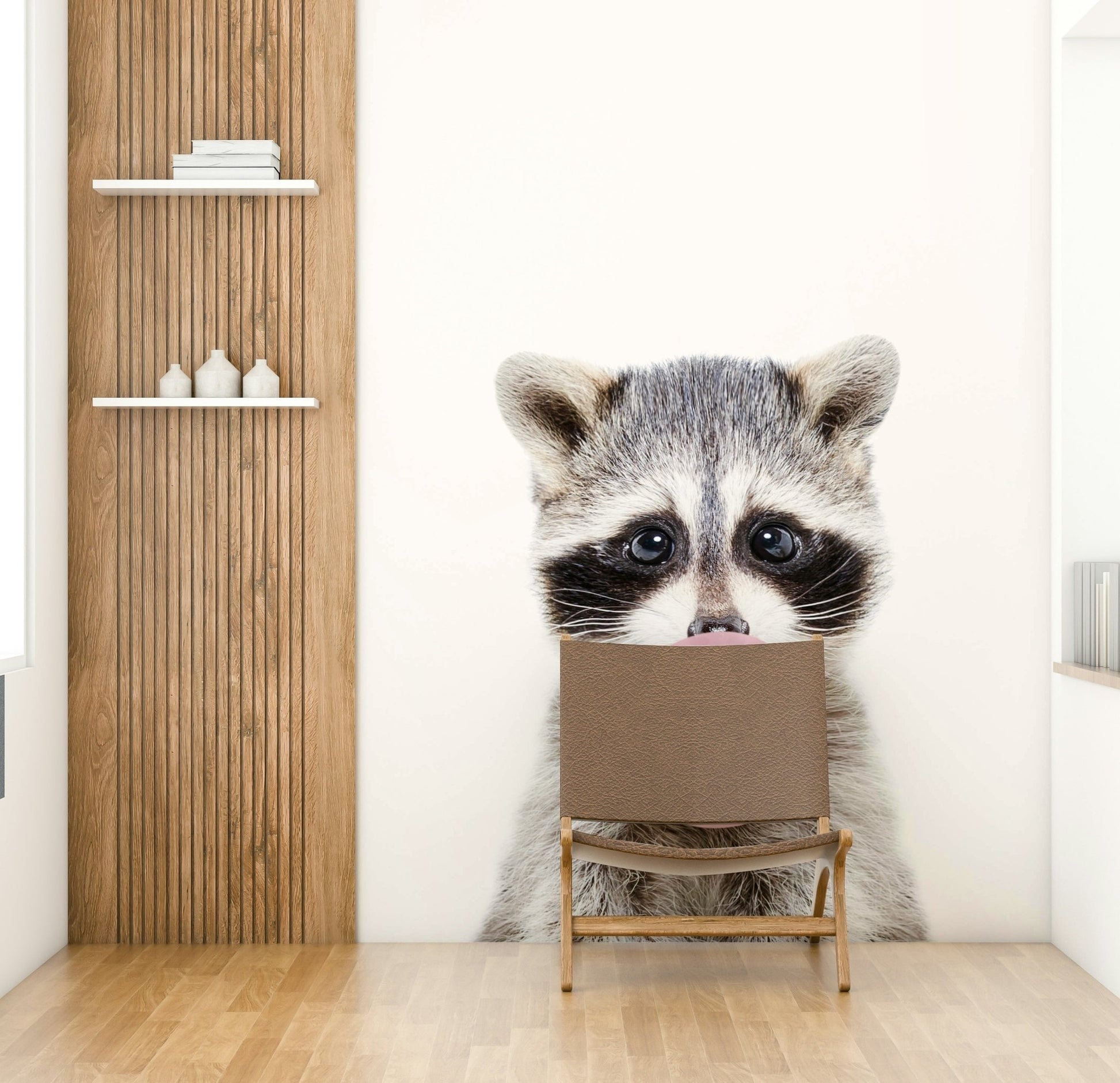 Bubble Gum Racoon Wall Mural with a raccoon blowing a bubble.

