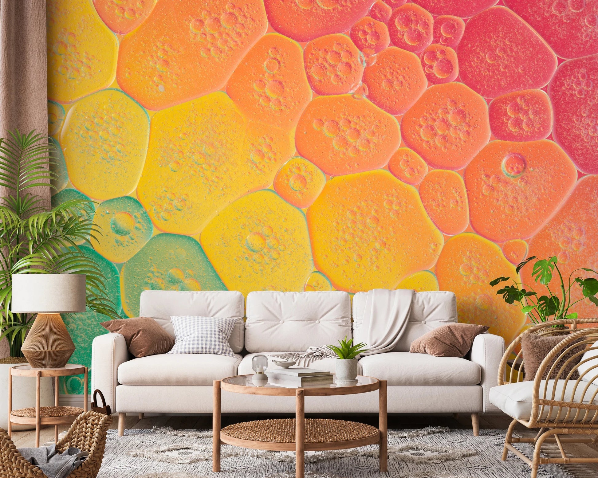 Decorative Bubble Kaleidoscope Wall Mural for living room showing a kaleidoscope of light.