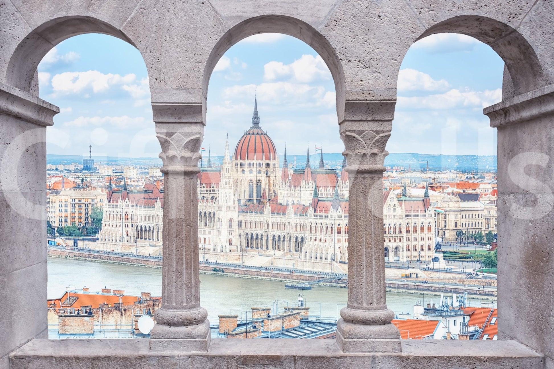 Budapest Vista Arches Wall Mural