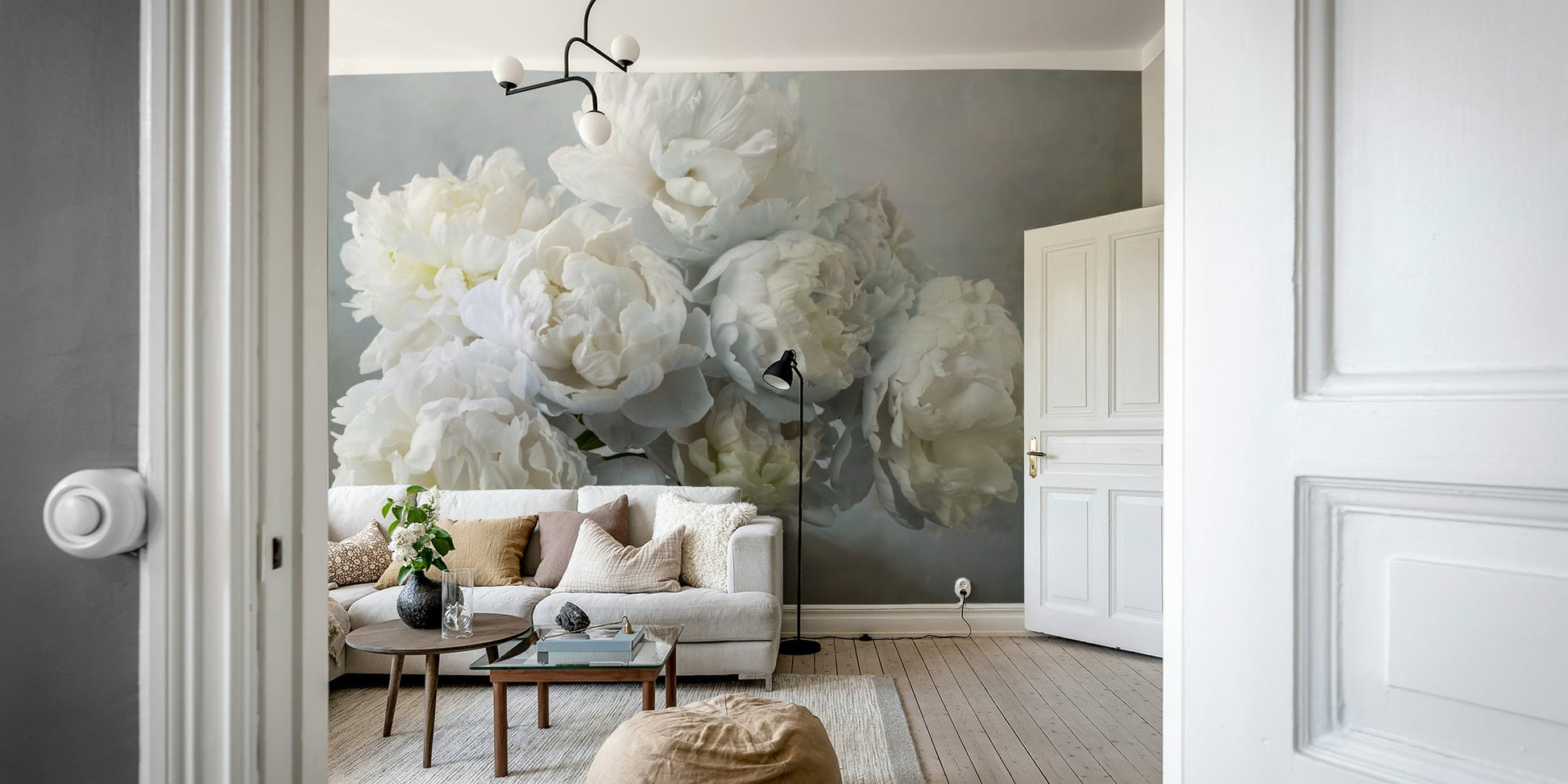 Timeless white peonies wallpaper
