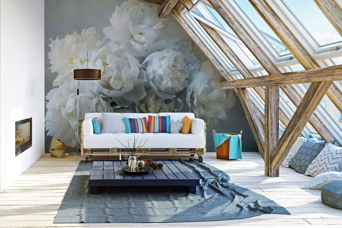 Beautiful peony bouquet mural
