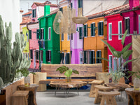 Burano Colors wallpaper mural bright houses Italy view.