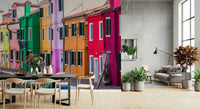 Office upgrade Burano Colors mural sunny European street.