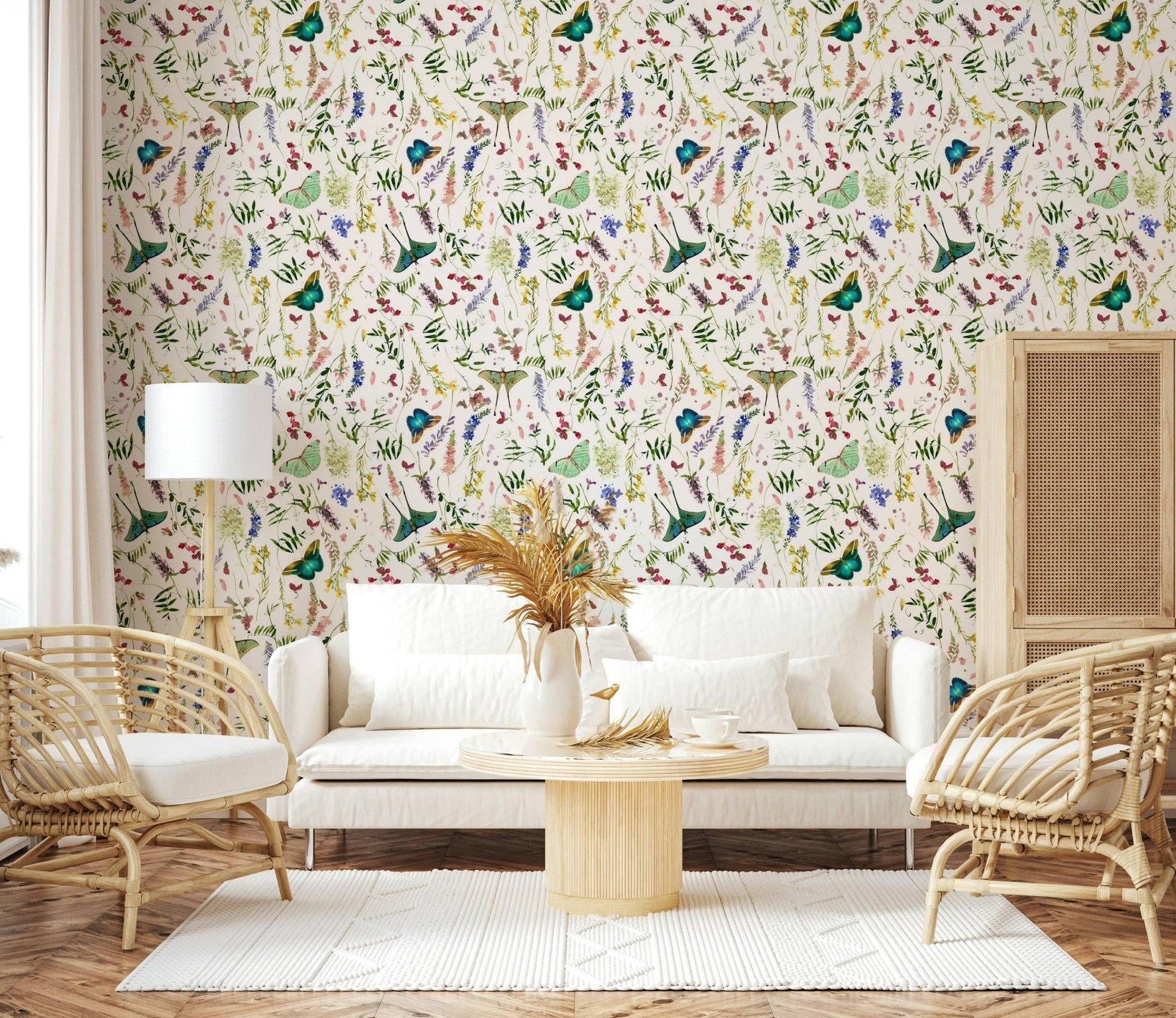 Botanical and insect print Butterfly And Blooms mural
