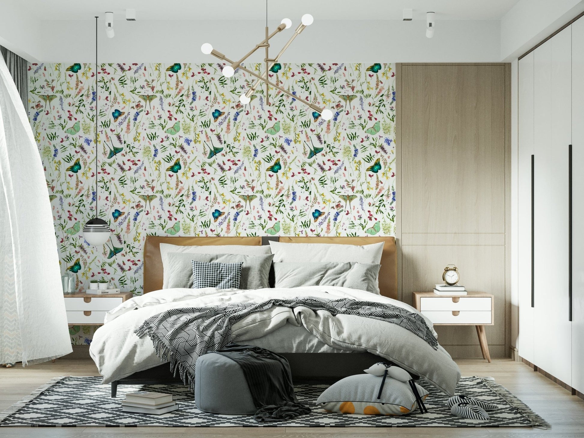 Watercolor Butterfly And Blooms elegant wall design