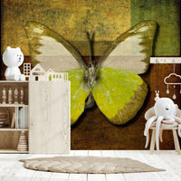 Vintage-inspired butterfly wallpaper design distressed sepia tones home.