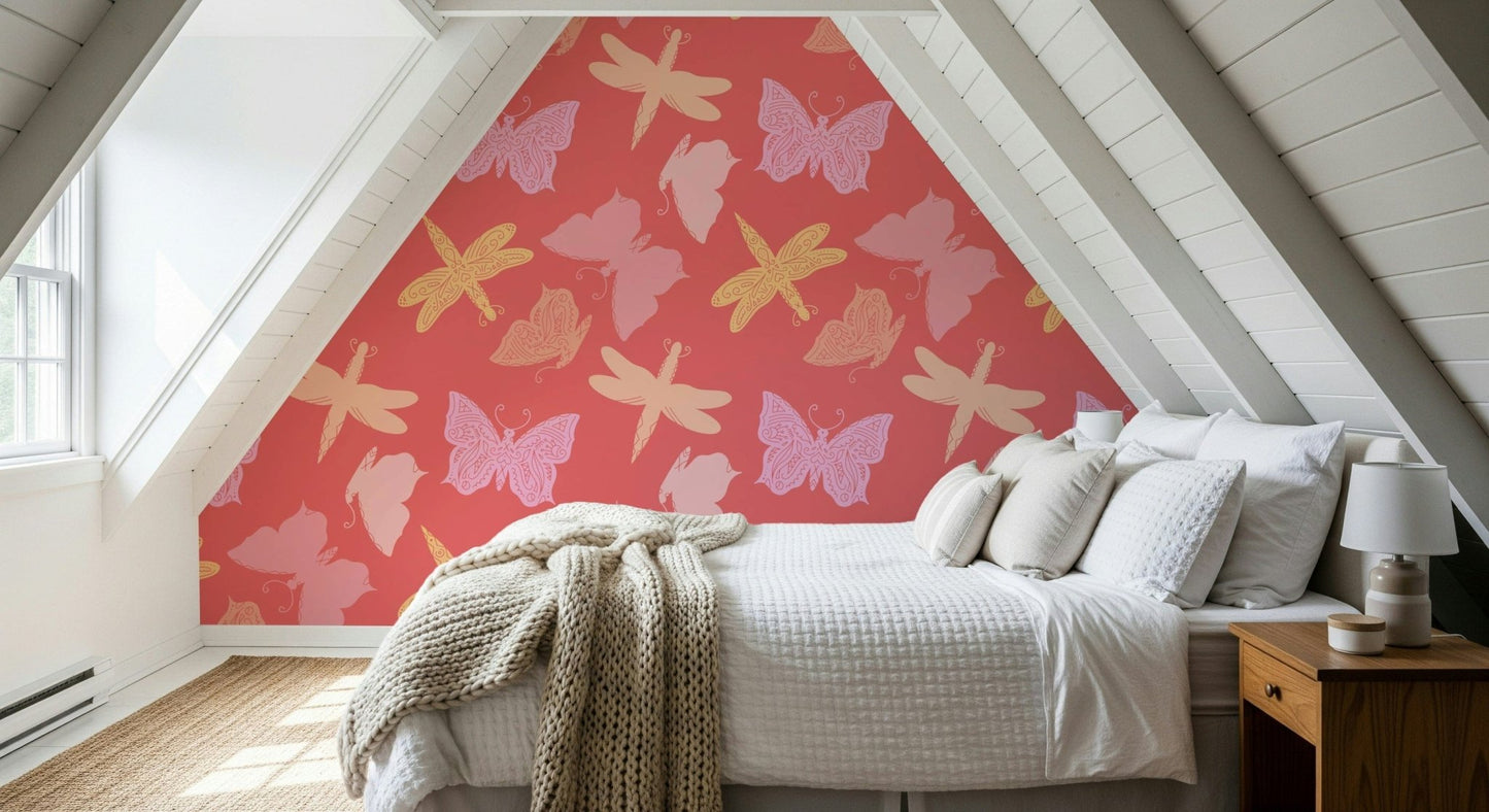 Butterfly Wings wallpaper mural with repeating butterfly motifs in intricate and simple designs.