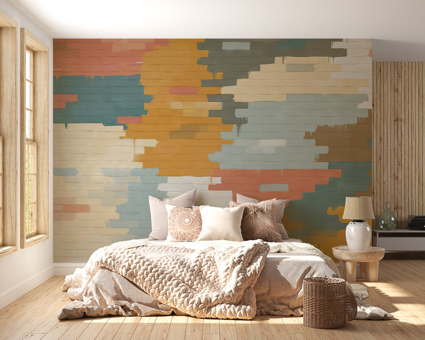 Painted Brick Illusion Wall Mural - Giffywalls