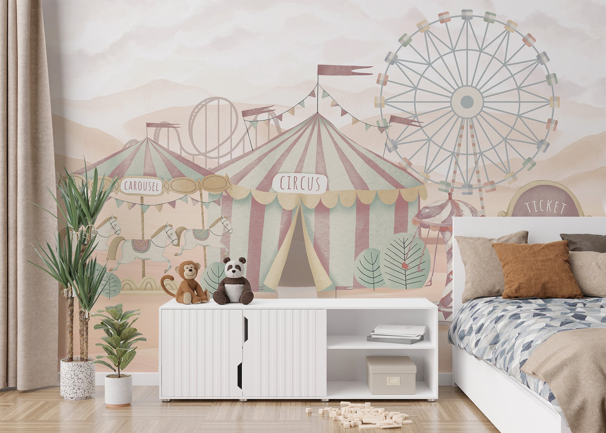 Sunset Ferris Silhouette Mural - Giffywalls