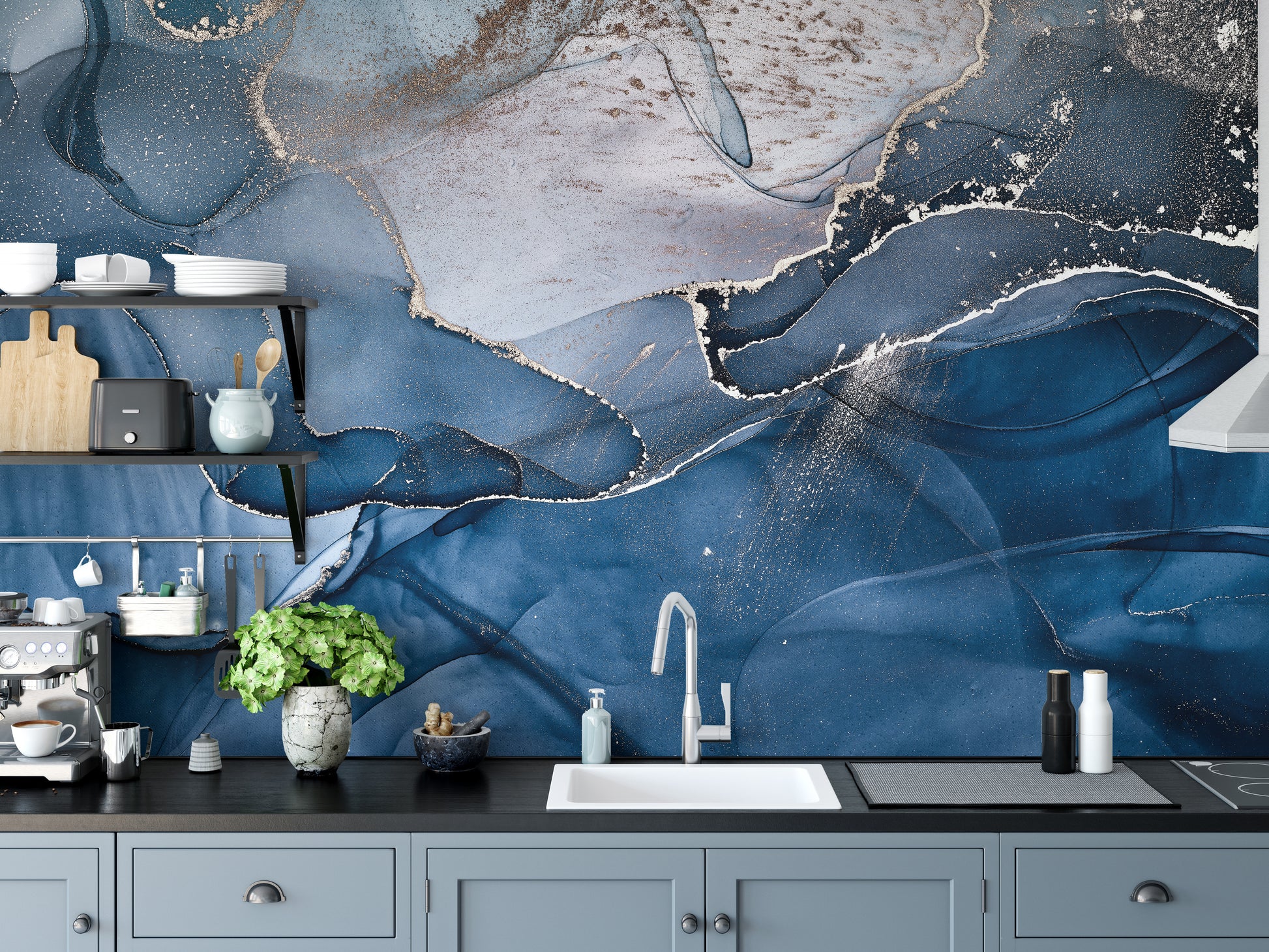 blue alcohol ink colors wallpaper