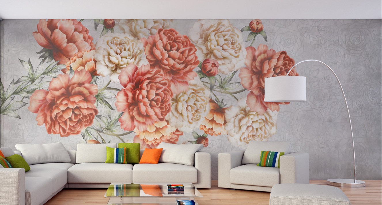 Lush rose bouquet wallpaper mural backdrop