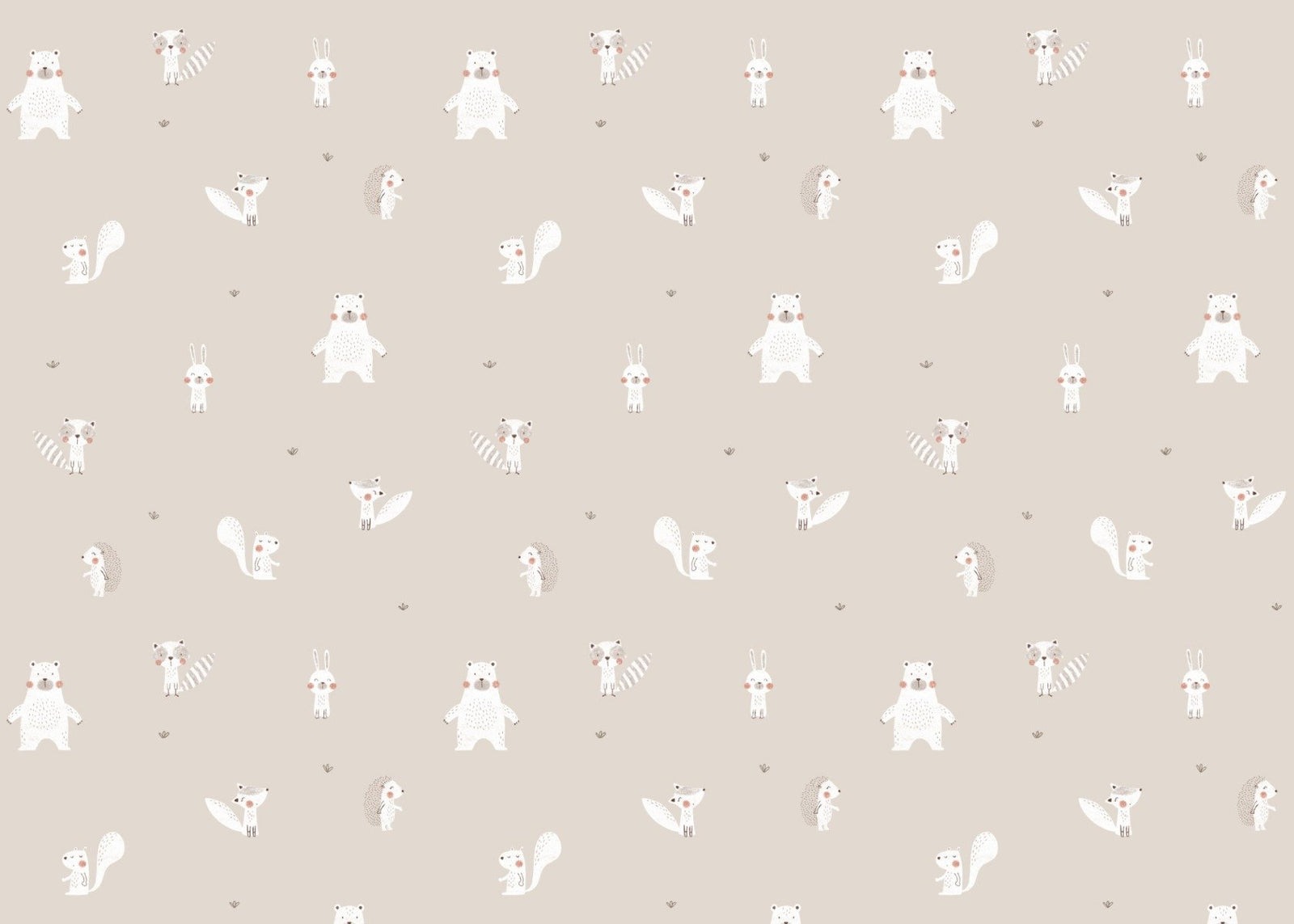 Forest Animals Beige Wallpaper For Walls