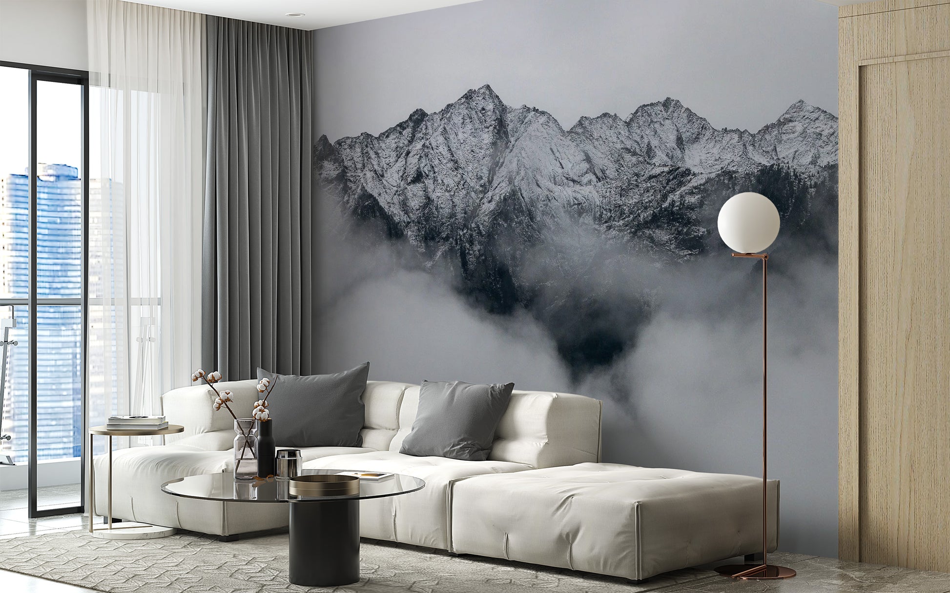 Foggy Mountain Wallpaper Mural - Giffywalls