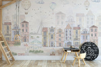 Watercolor Old City Kids Wallpaper - Giffywalls