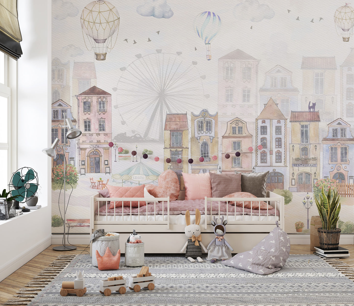 Watercolor Old City Wallpaper for Walls