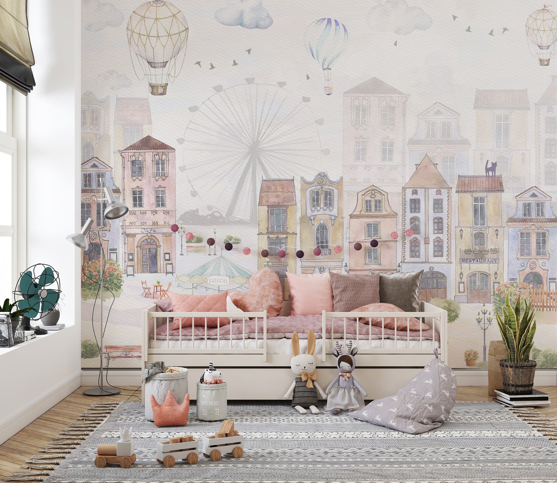 Watercolor Old City Wallpaper for Walls