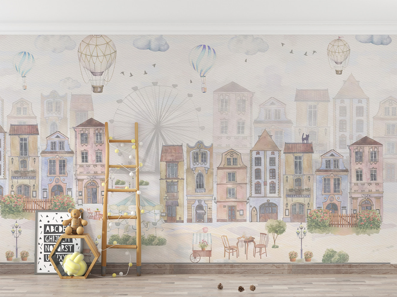 Watercolor Old City Wallpaper for kids