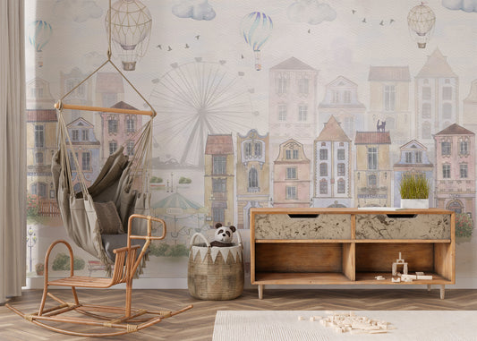 Watercolor Old City Wallpaper 