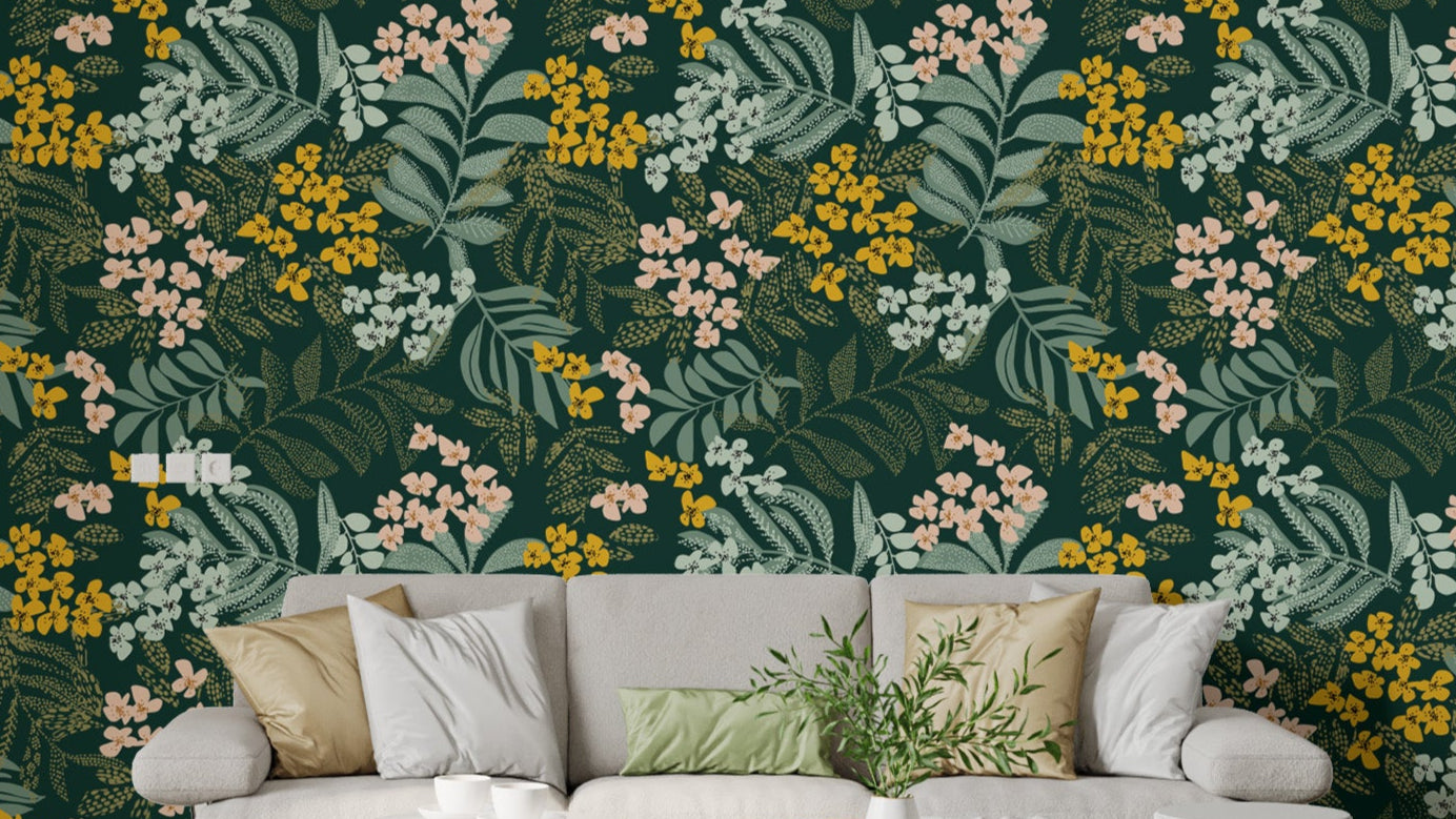 Whimsical Forest Flora Wallpaper Mural
