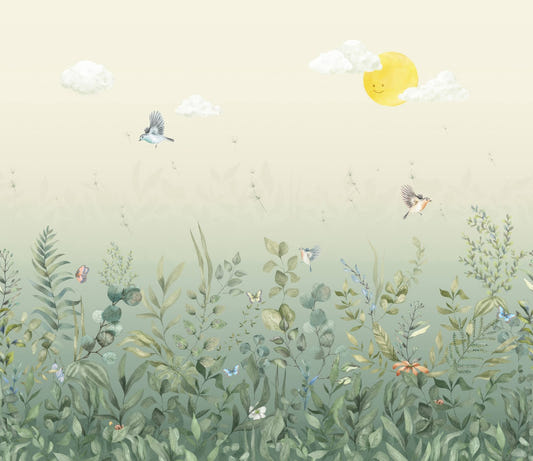 Whimsical Meadow Friends Wall Mural