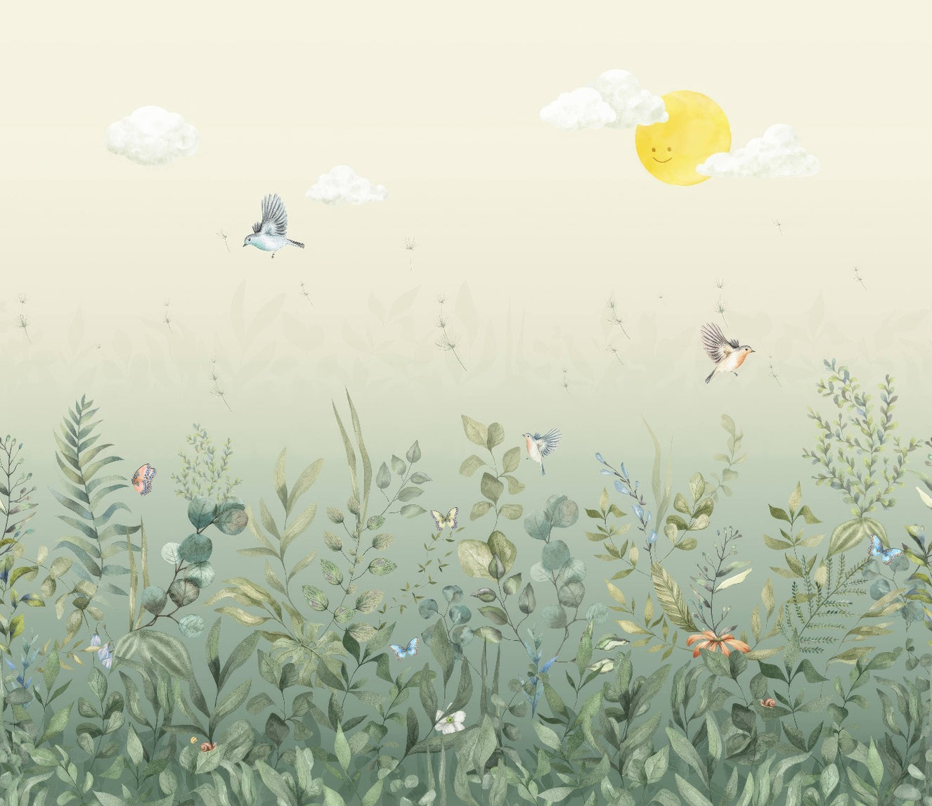 Whimsical Meadow Friends Wall Mural