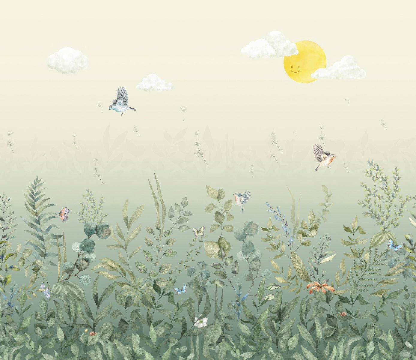Whimsical Meadow Friends Wall Mural