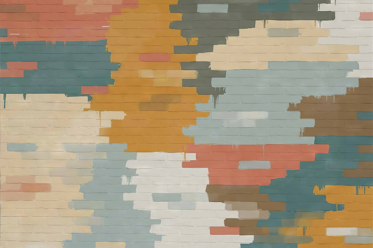 Painted Brick Illusion Wall Mural in your room — zoomed
