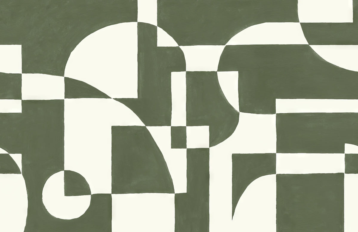 Emerald Geometric Elegance Mural in your room