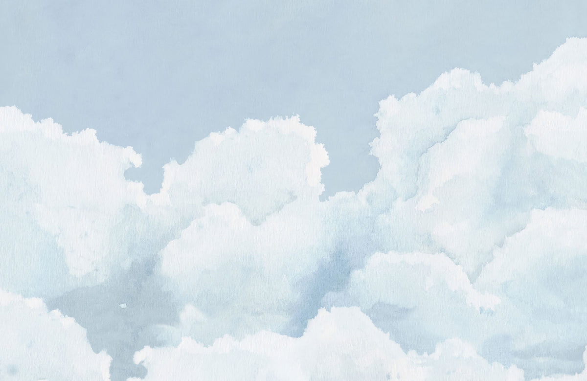 Light Blue Sky Watercolour Wall Mural in your room