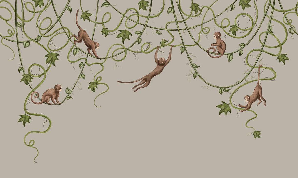 Joyful Monkey Nursery Wallpaper in your room