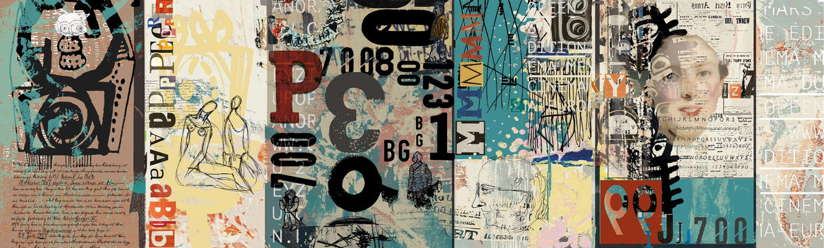 Retro Collage Wallpaper Mural in your room