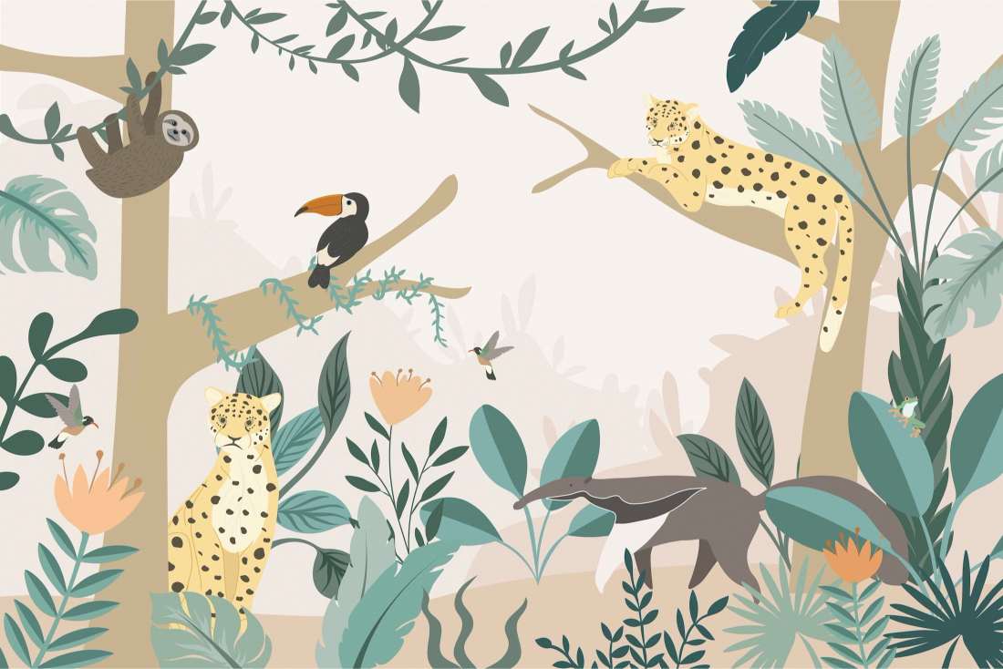 Kids Jungle Animal Wall Mural