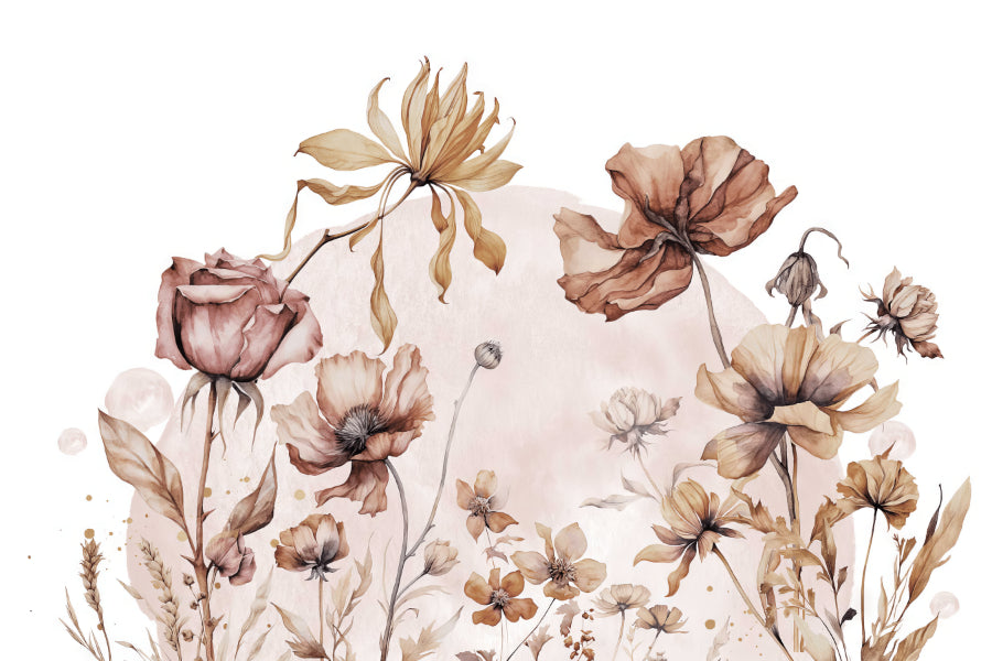Vintage Floral Wall Mural in your room — zoomed